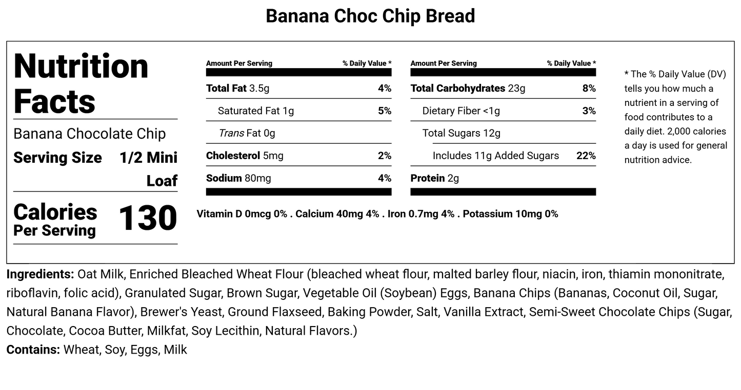 Banana Chocolate Chip - Lactation Bread