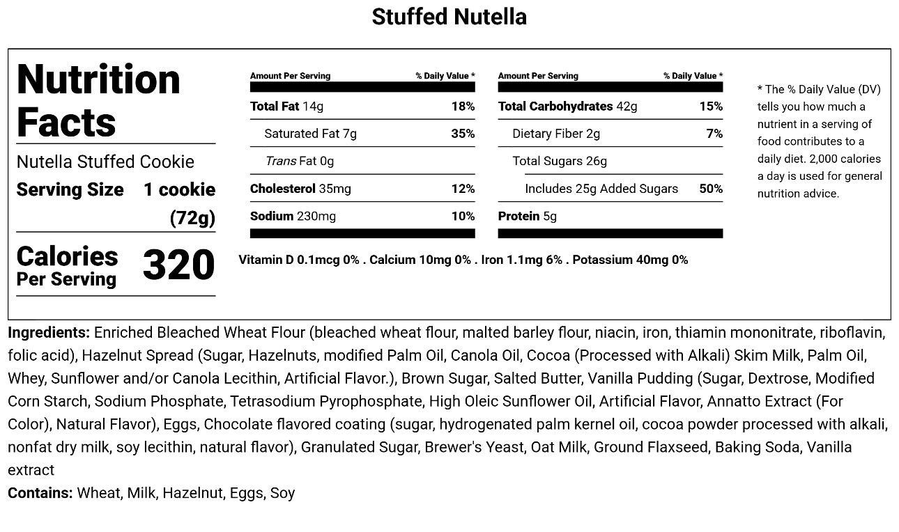 Stuffed Nutella Cookie - Lactation Treat 4pk