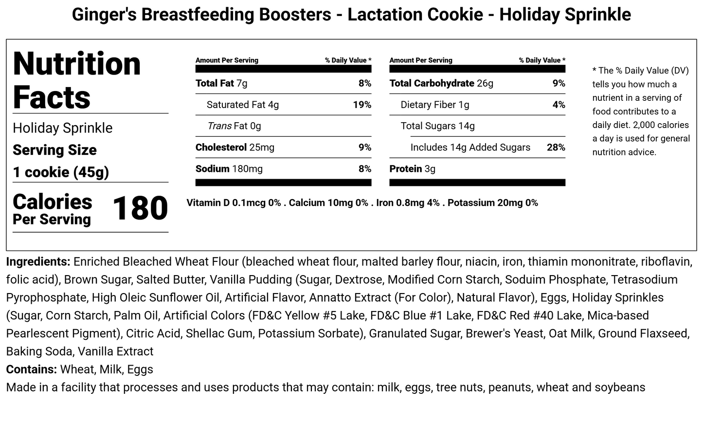 Holiday Sprinkle - Lactation Cookies