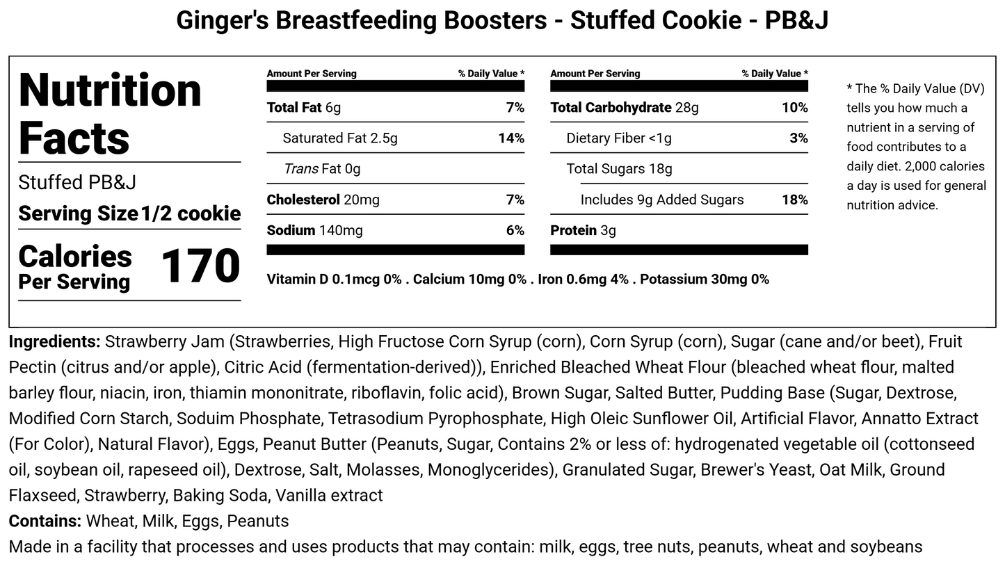 PB&J - Stuffed Lactation Cookies - 6pk