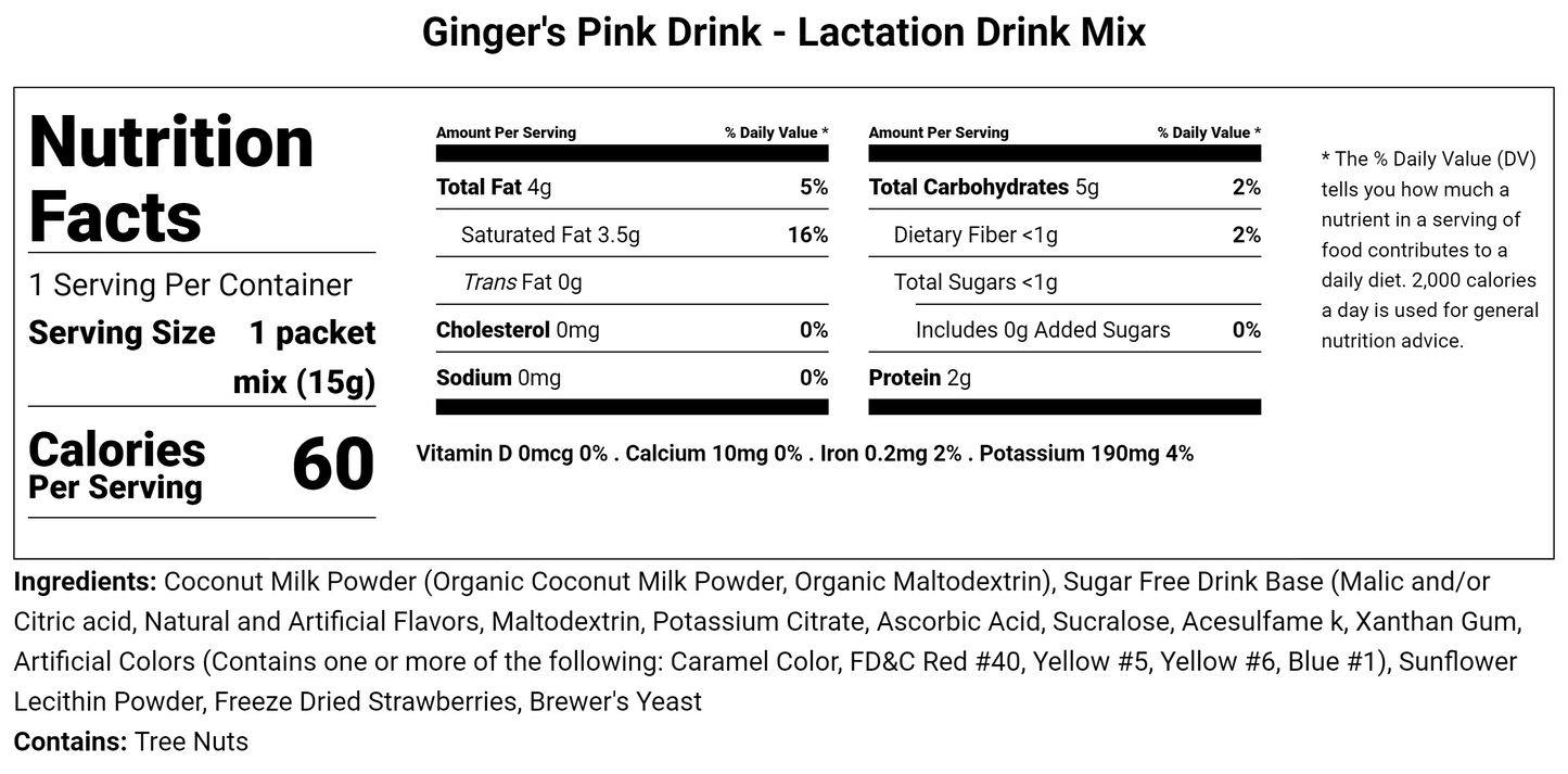 Ginger's Pink Drink - Lactation Drink Mix