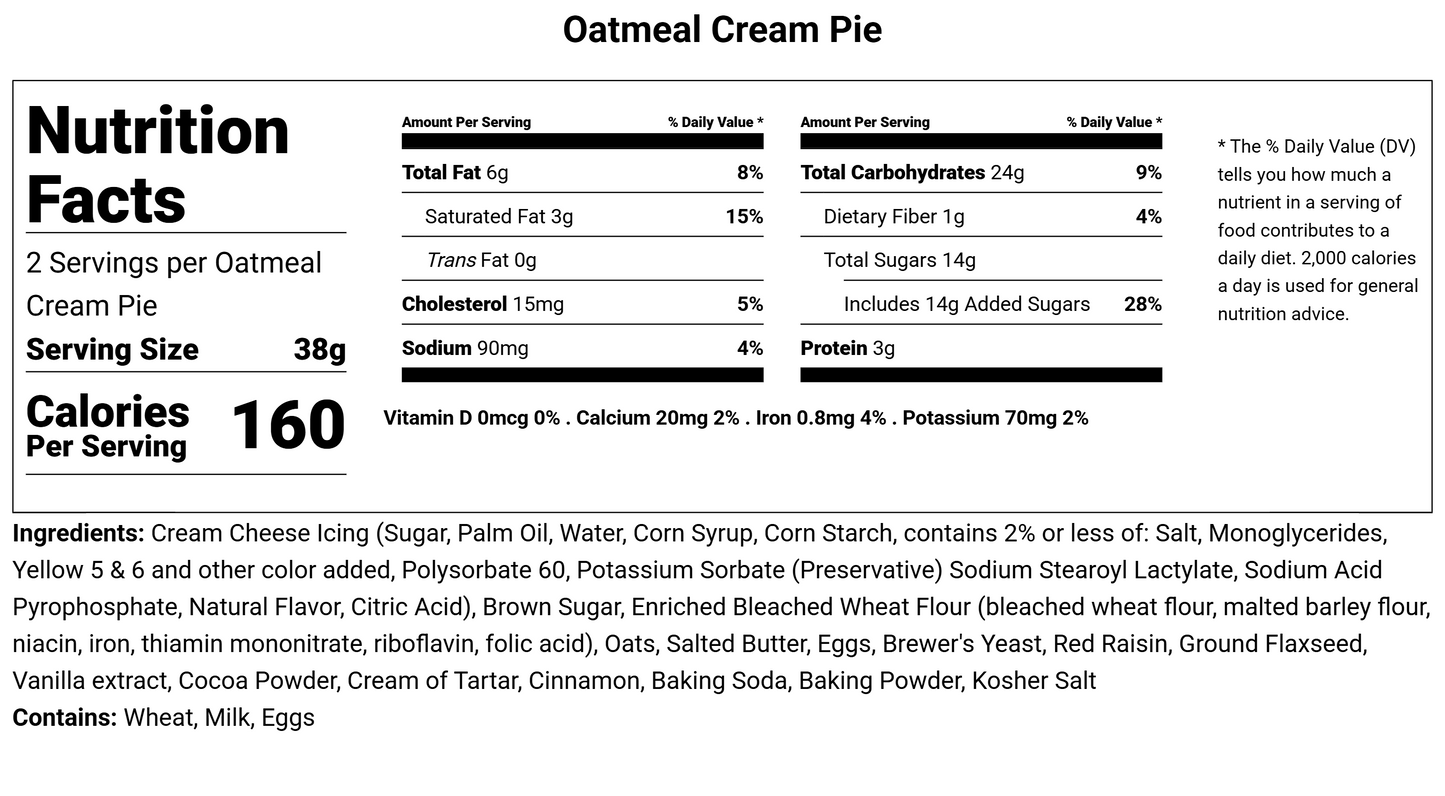 Oatmeal Cream Pies - Lactation Treat 6pk