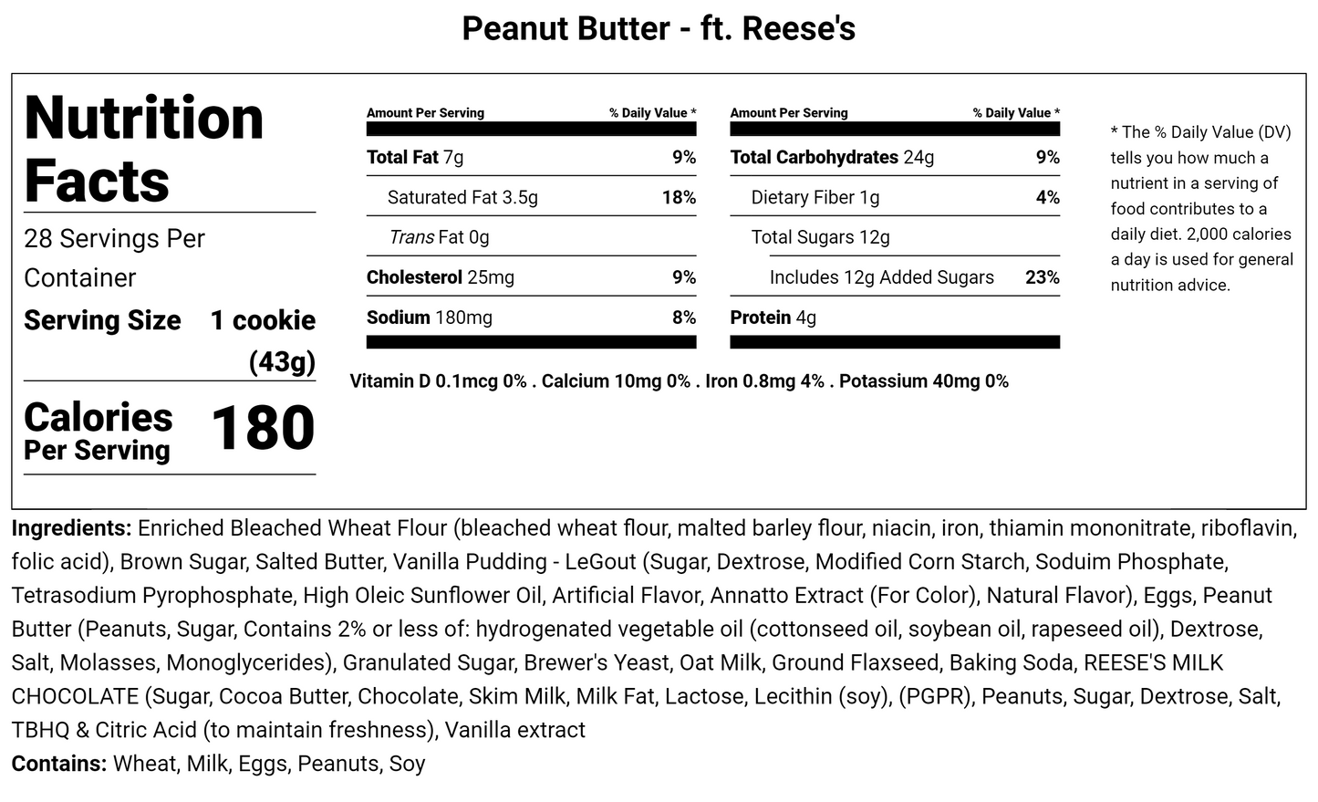 Peanut Butter - ft. Reese's - Lactation Cookies