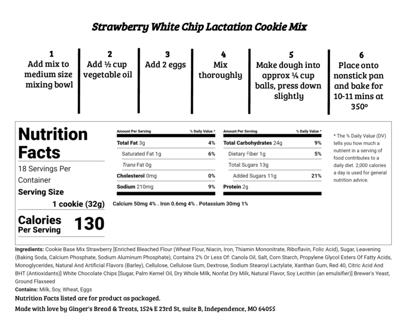 Dry Mix Strawberry White Chip - Lactation Cookie Mix
