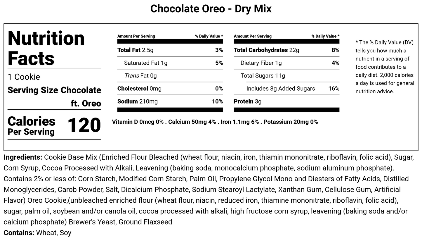 Dry Mix Chocolate - ft. Oreo - Lactation Cookie Mix