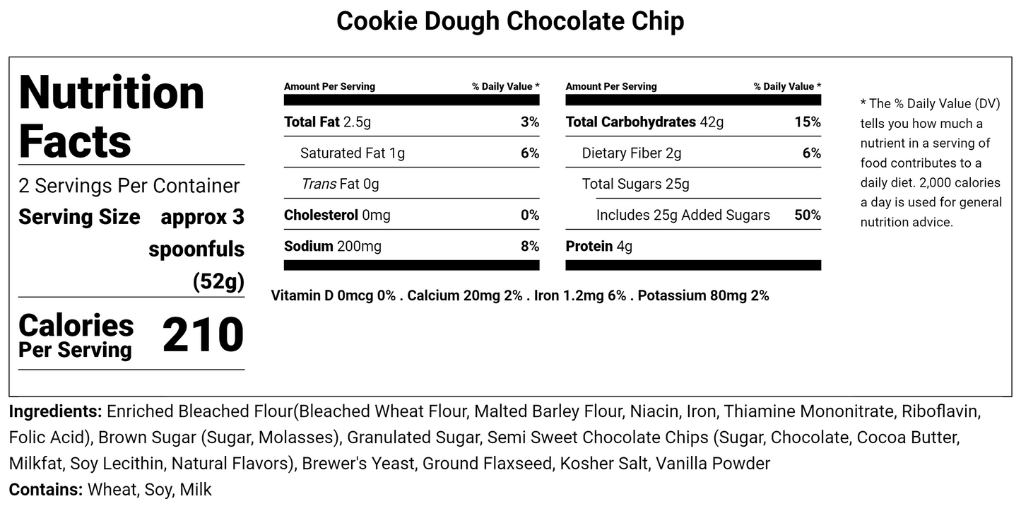 Lactation Edible Cookie Dough Mix - Chocolate Chip