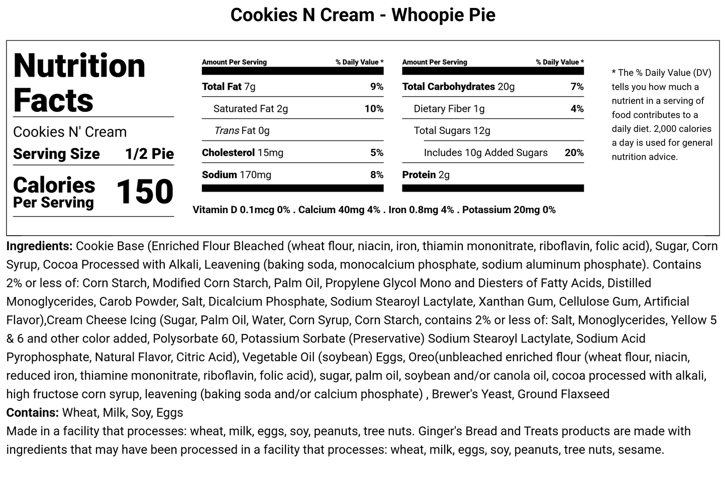 Cookies N’ Cream - Whoopie Pies 6pk