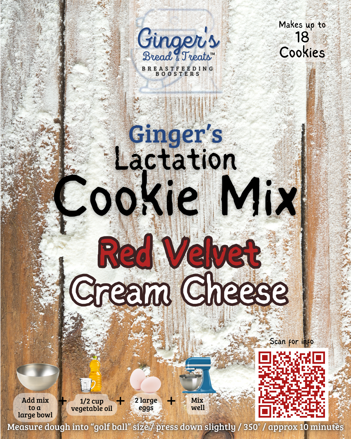 Dry Mix Red Velvet & Cream Cheese - Lactation Cookie Mix