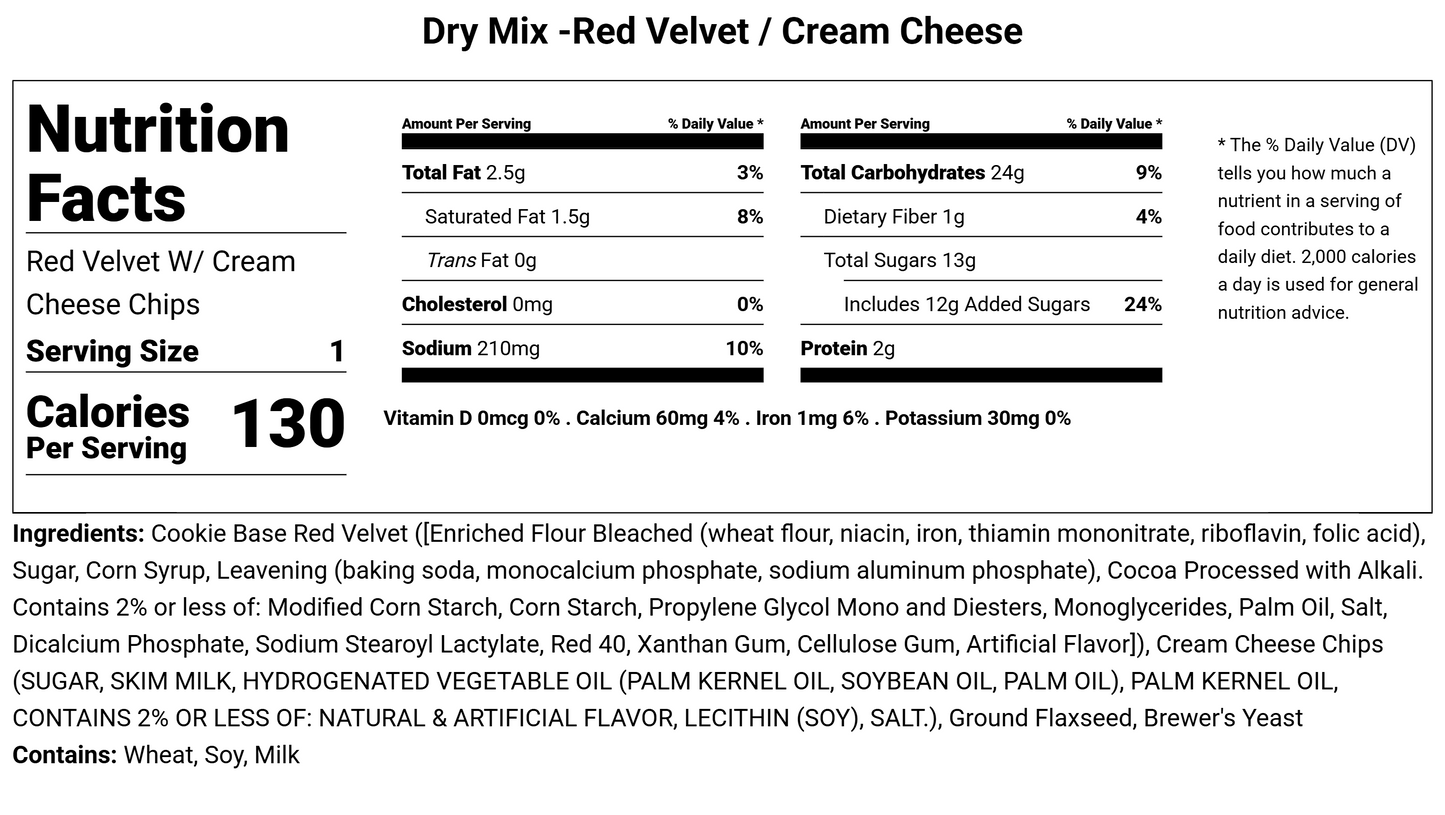 Dry Mix Red Velvet & Cream Cheese - Lactation Cookie Mix