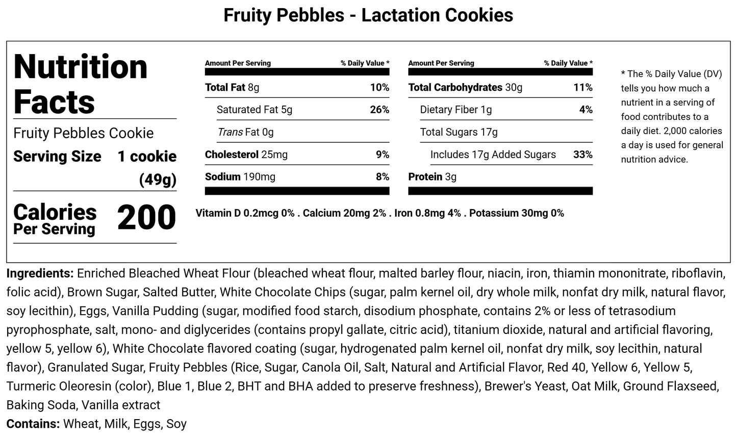 Fruity Pebbles - Lactation Cookies