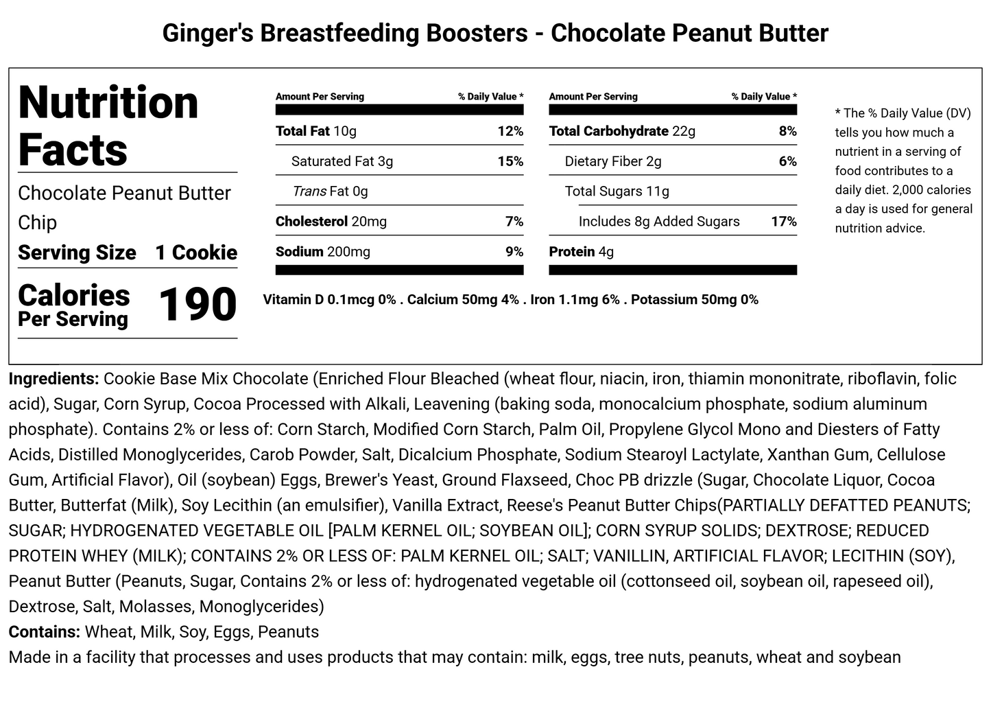 Chocolate Peanut Butter Chip - Lactation Cookies