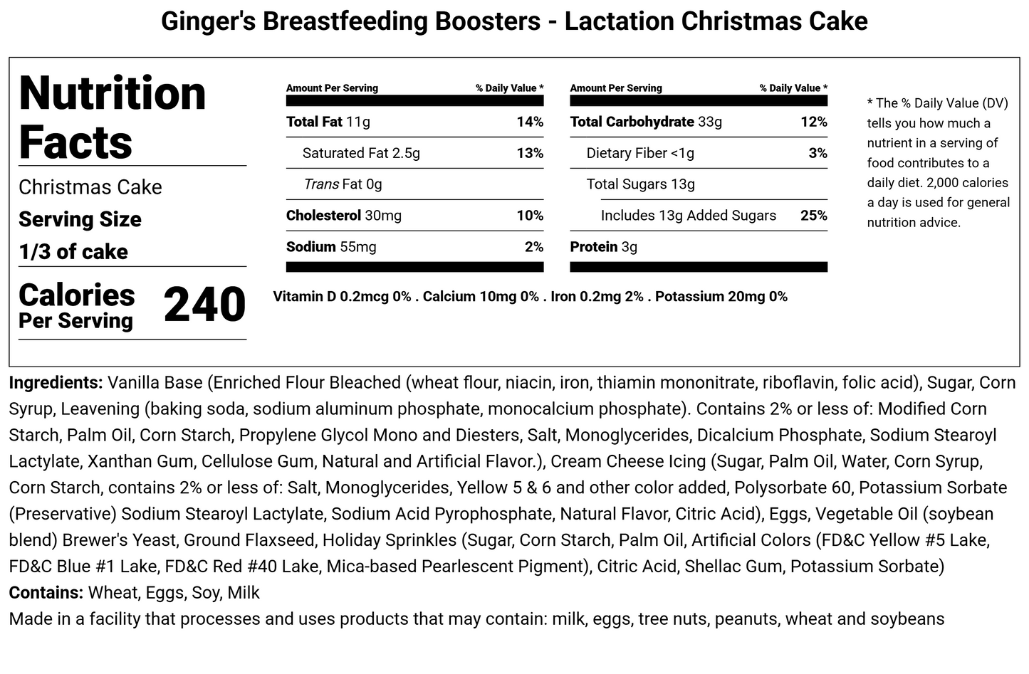 Christmas Cake - Lactation Treat