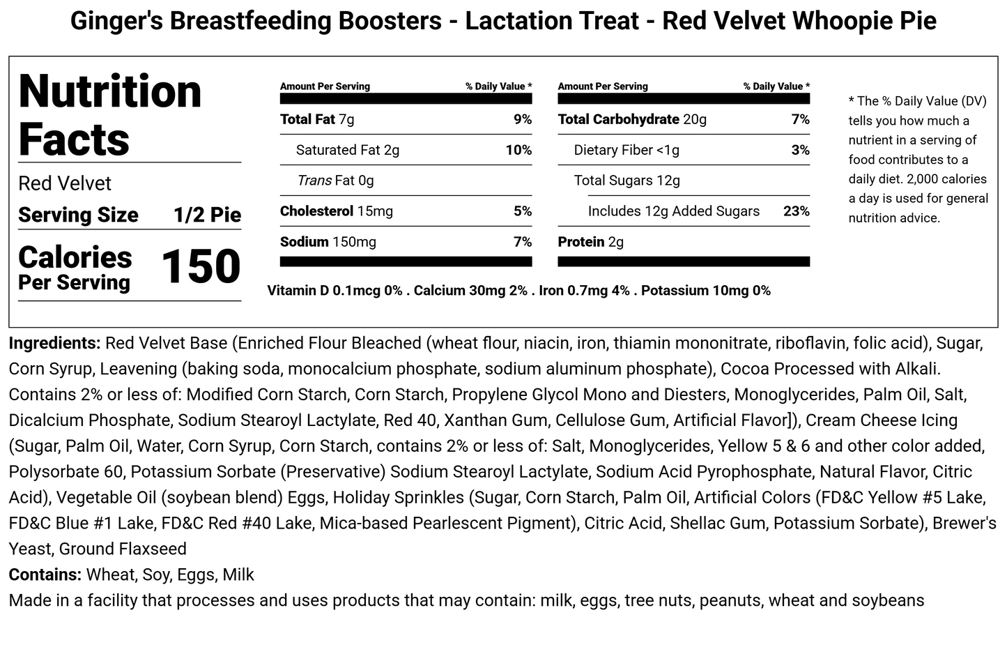 Red Velvet Whoopie Pies - 6pk Lactation Treat