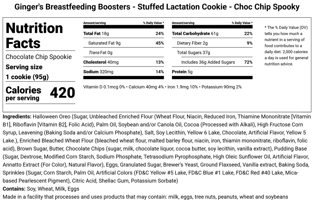 Chocolate Chip Spookie - Stuffed Lactation Cookies 6pk