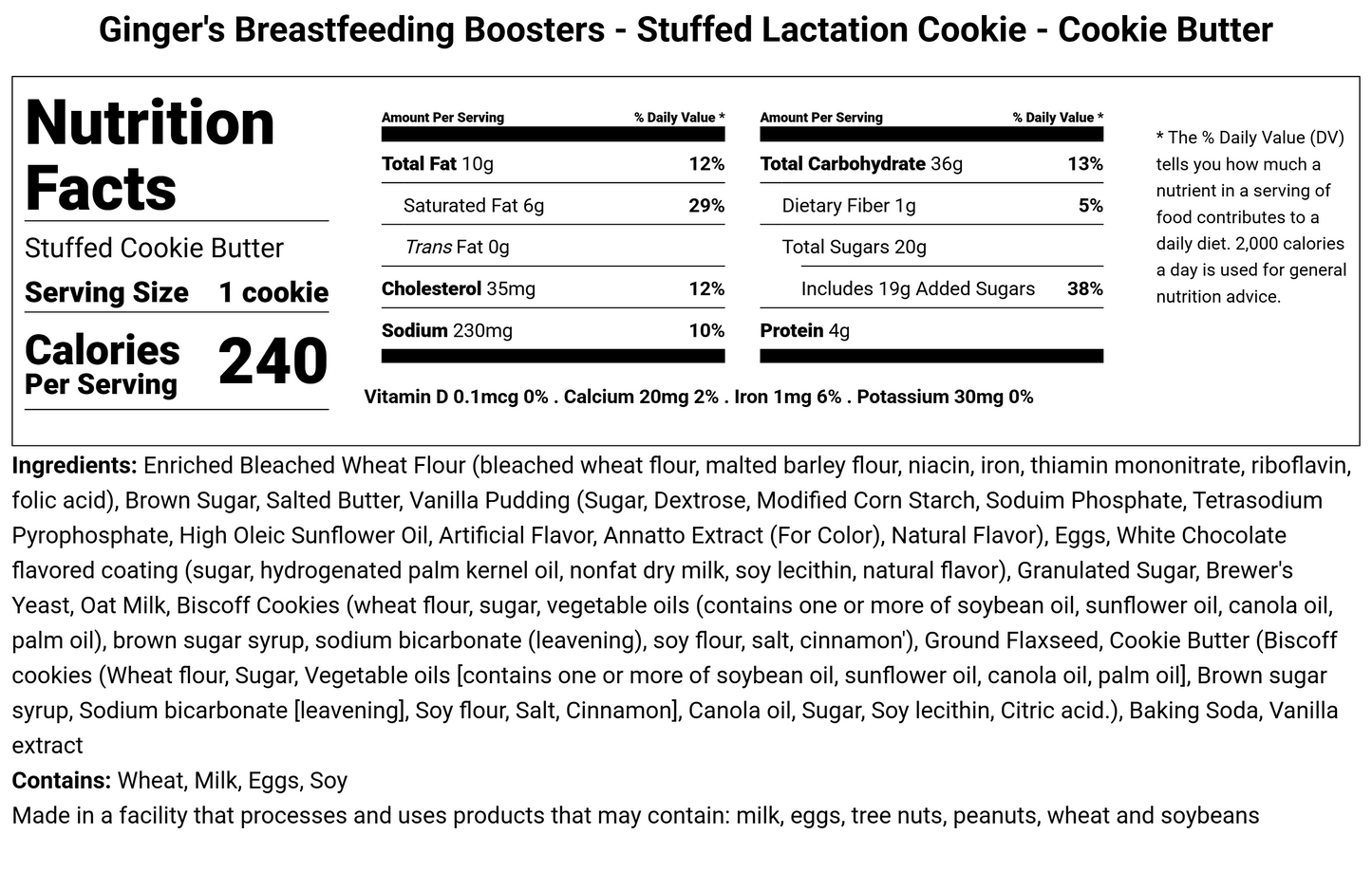 Stuffed Cookie Butter - Lactation Treat 6pk