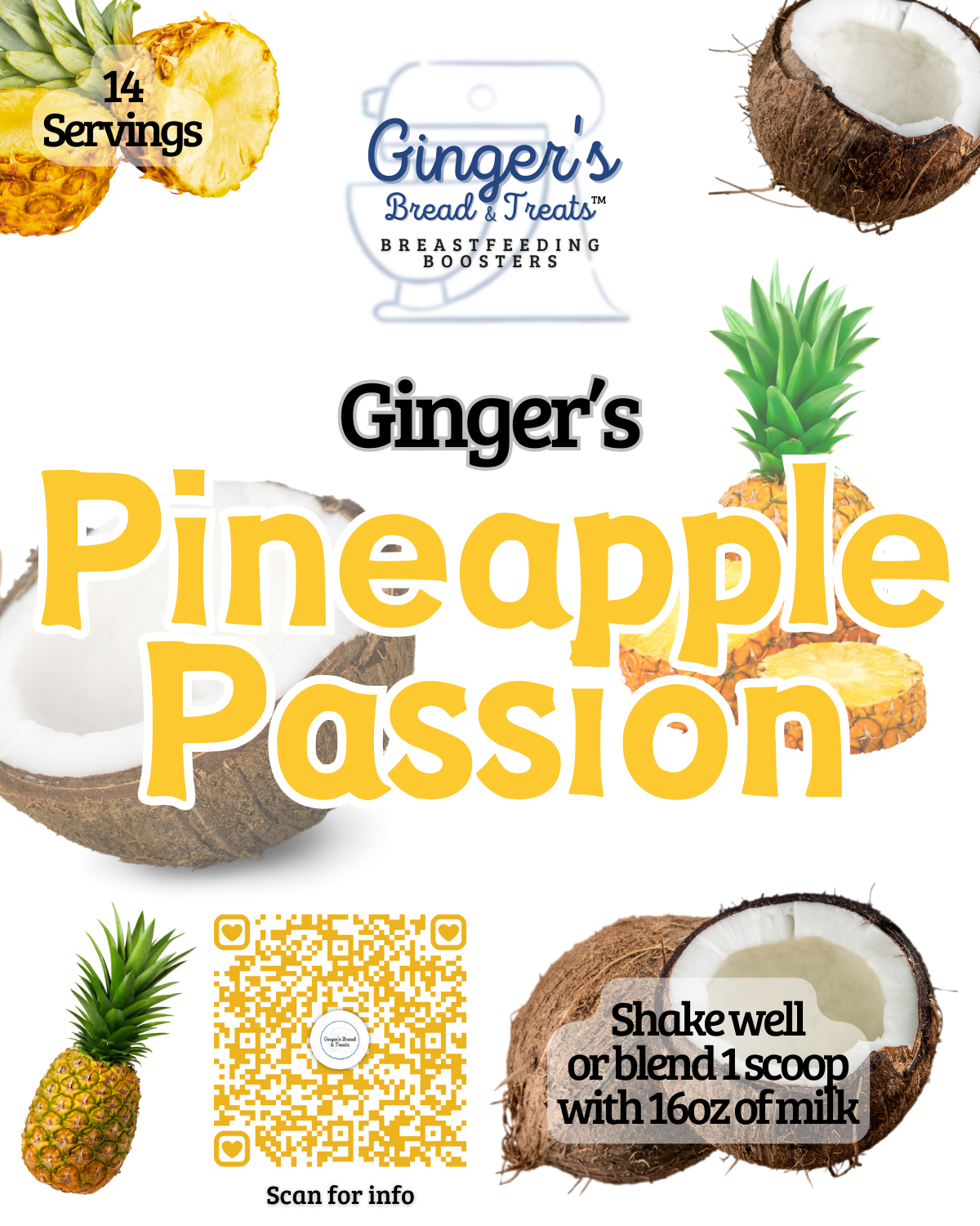Ginger's Pineapple Passion - Lactation Drink Mix