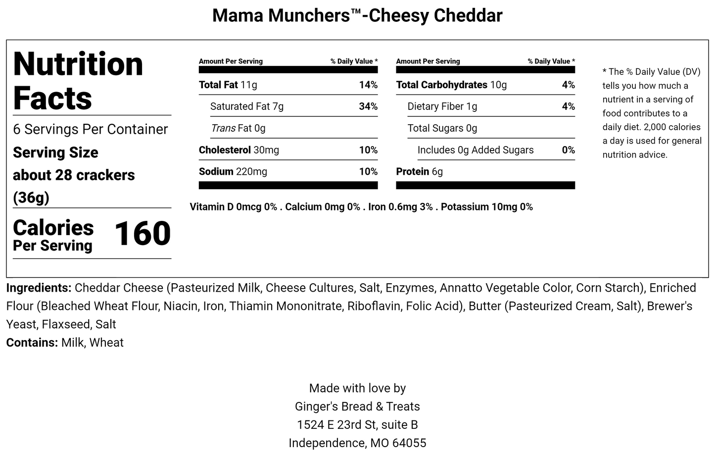 Mama Munchers™ Cheesy Cheddar - Lactation Snack Crackers