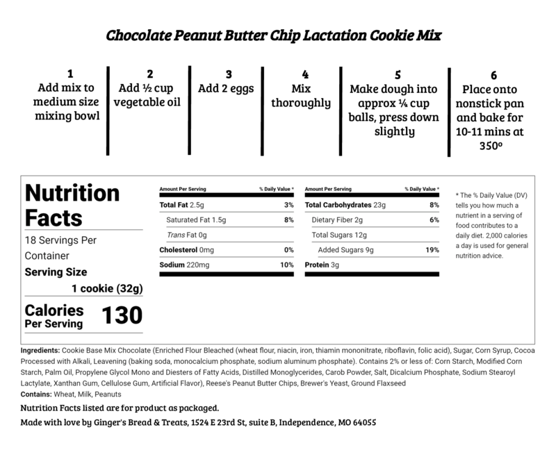 Dry Mix Chocolate Peanut Butter Chip - Lactation Cookie Mix
