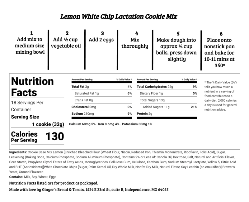 Dry Mix Lemon White Chip - Lactation Cookie Mix